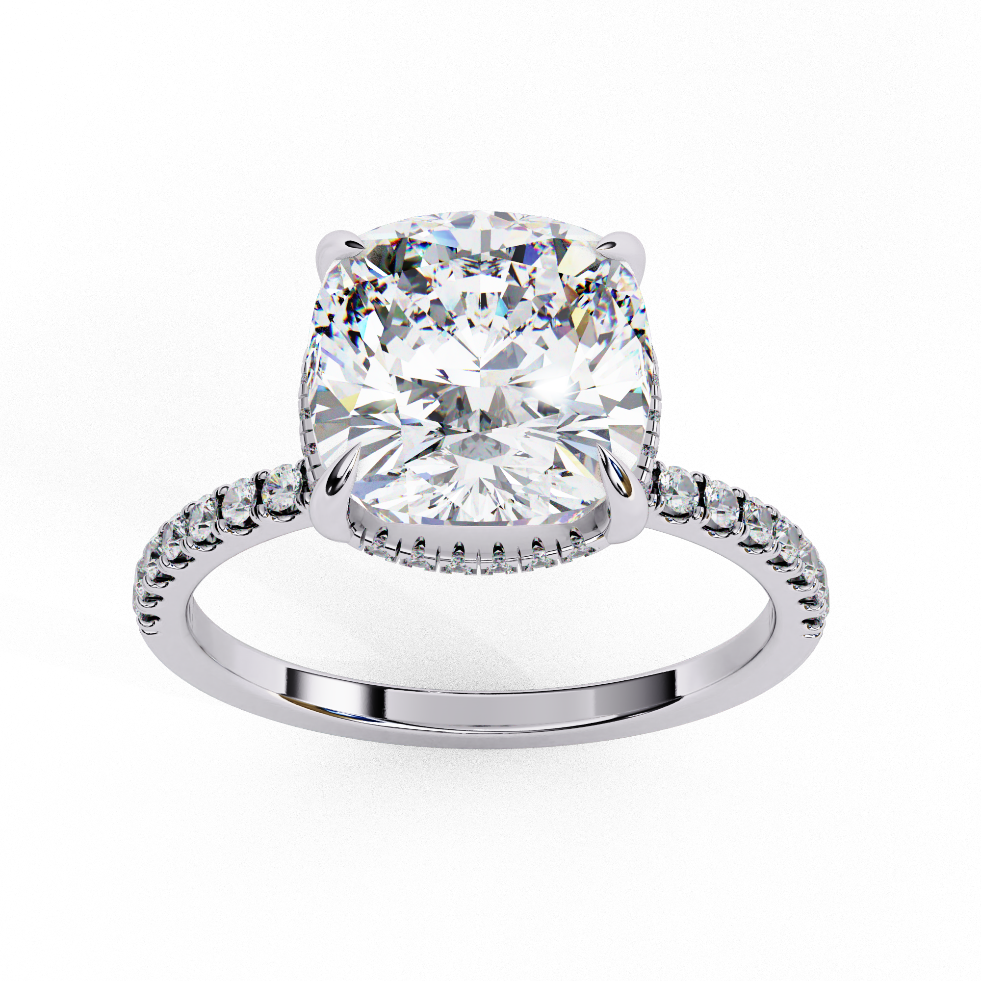 Solitairekart 3.53ct Cushion Square Cut Natural Diamond Ring - H Color, VS1 Clarity